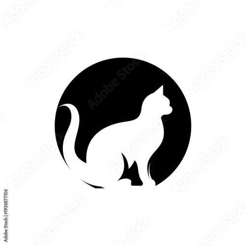 Cat silhouette logo design, Vector illustration