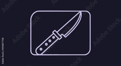 Simple Line Art Illustration of a Sharp Knife