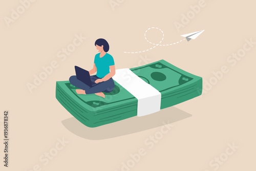 Person with Money and Laptop