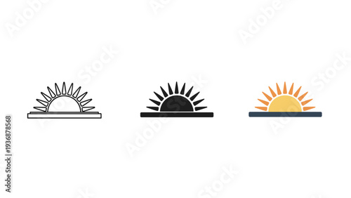 Sunrise Icon Set Business Growth