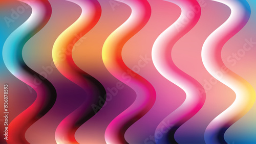 Abstract Colorful Wave Pattern Illustration with Orange Flame Swirls and Bright Energy Lines