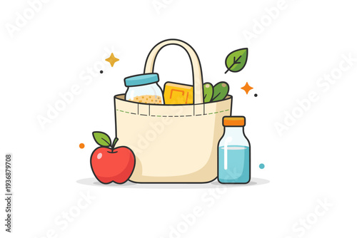 Low waste systems for mindful shopping represented by a reusable tote filled with minimal products, communicating restraint, choice, and eco-aware habits.