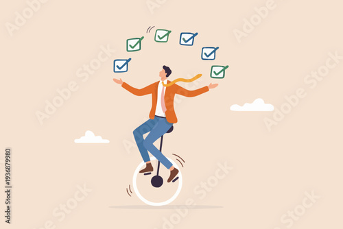 Man Balancing With Tasks