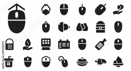 Collection of various food icons displayed in a grid arrangement on a clean background