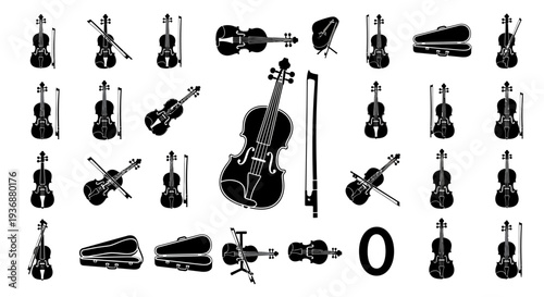 Collection of various musical instruments and accessories displayed from different viewpoints