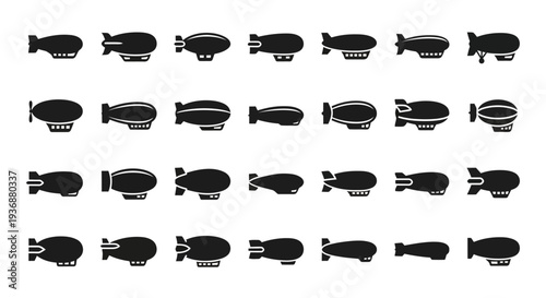 Collection of various fish silhouettes arranged in a grid pattern on a clean background from a straightforward viewpoint