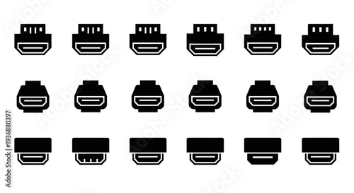 Collection of various USB connectors and ports displayed in a grid pattern on a clean background
