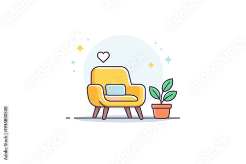 Quiet spaces designed for mental clarity and calm as a single chair and small plant sit in balanced silence, expressing rest, focus, and emotional breathing