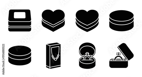 Collection of luxury jewelry boxes and gift boxes displayed on a clean background