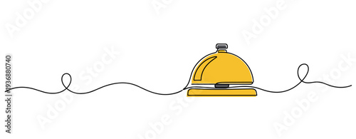Service bell resting on counter in minimalist line setting. no editable stroke