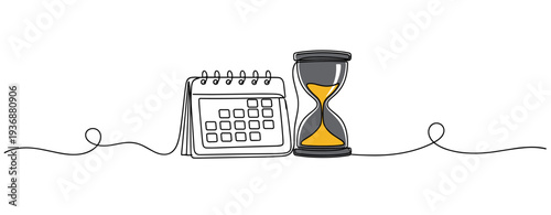 Calendar and hourglass indicating deadline and time management. no editable stroke