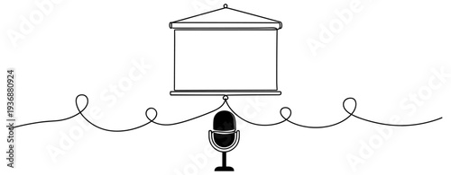 Projection screen and microphone set for presentation on line. no editable stroke
