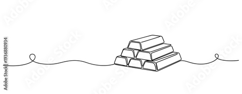 Pile of gold bars stacked in neat pyramid on white background. no editable stroke