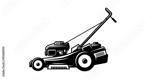 Detailed illustration of a classic lawnmower, perfect for gardening and lawn care.