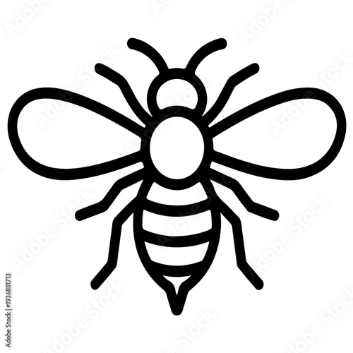 Modern black bee icon on clean background for design projects