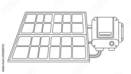 Solar panel with controller, renewable energy technology illustration, vector graphic