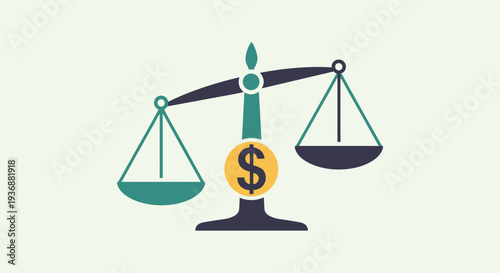 Financial Balance Scale with Dollar Sign and Empty Pan Representing Economic Value in Bright Studio