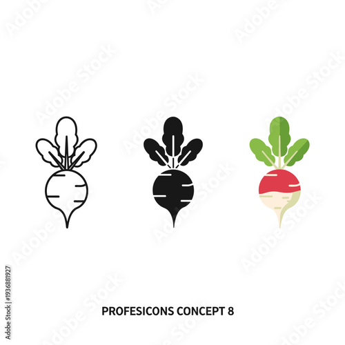 Radish Vegetable Icons Healthy Produce