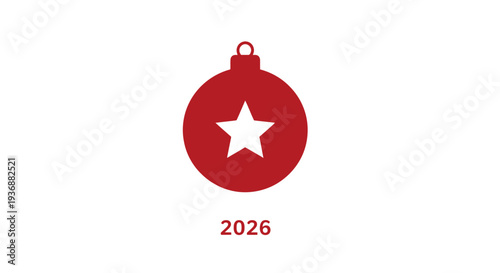 Red Christmas ornament with star and 2026 text.