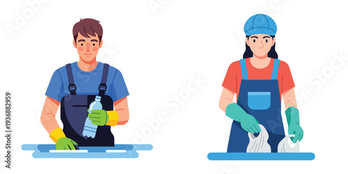 People cleaning up trash outdoors for environmental awareness