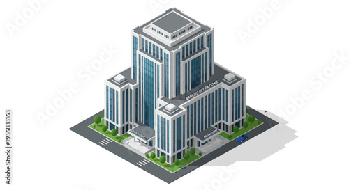 Modern Corporate Building Isometric View