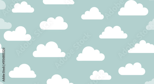 A repeating pattern of white clouds on a light blue background