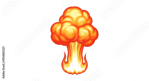 Explosion Cloud, Fire Burst, Nuclear Blast, Energy Release, Impact Effect