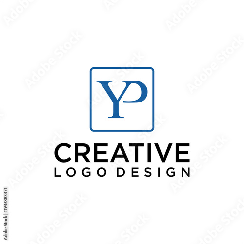 initial YP Letter Creative Logo Vector Icon Modern Minimal Blue Square Brand Identity Design
