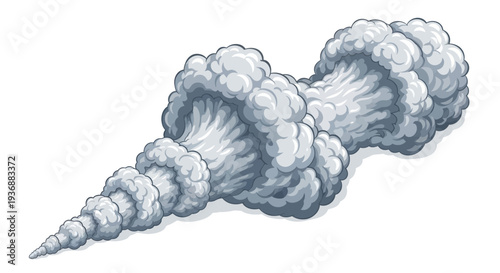 Explosive Smoke Plume Pixel Art Style
