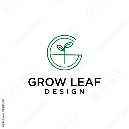 initial G Grow Leaf Circle Logo Vector Icon Modern Eco Nature Organic Brand Identity Design