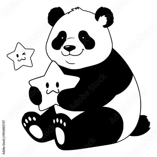 stars panda lovely vector