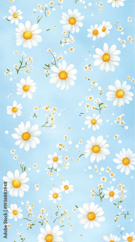 Obraz premium White floral arrangement on blue backdrop fresh white flowers elegantly arranged against serene blue