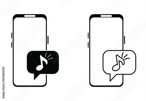 Mobile Music Icon. Solid glyph icon series, vector illustration