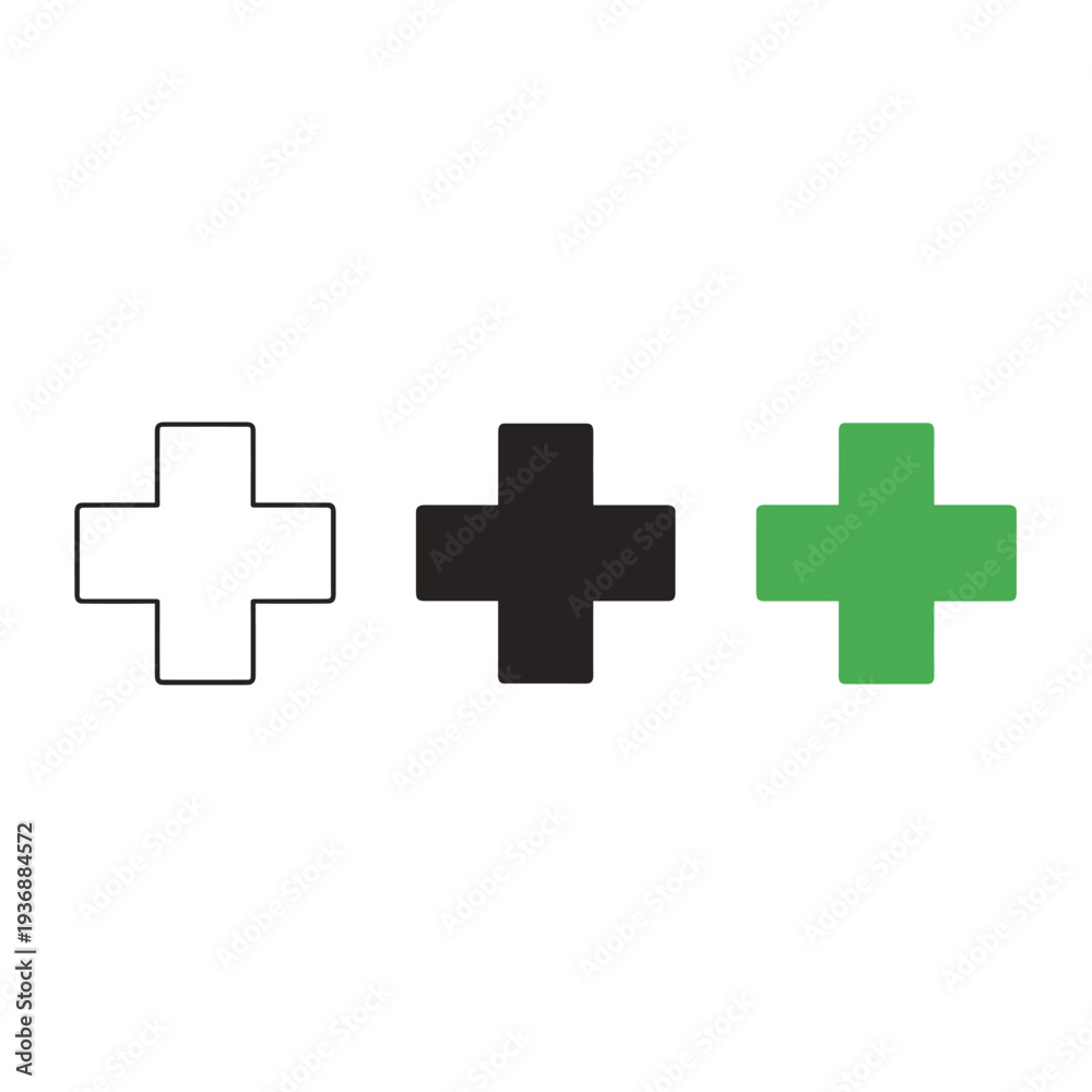 Fototapeta premium Cross Icons Add Button Options