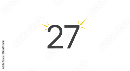 Number 27 with Sparkling Yellow Accents on White Background.