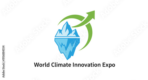 World Climate Innovation Expo logo featuring melting iceberg and green arrow.