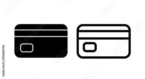 Payment Credit Card Front Icon with EMV Chip Slot for Financial Transactions