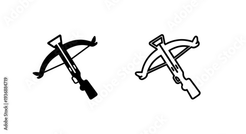 Medieval Crossbow Weapon Icon for Archery, Hunting, and Fantasy Game Design