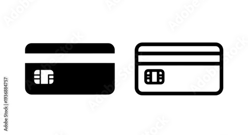 Modern Credit Card Icon with Magnetic Stripe and Chip Design for Secure Online Payments
