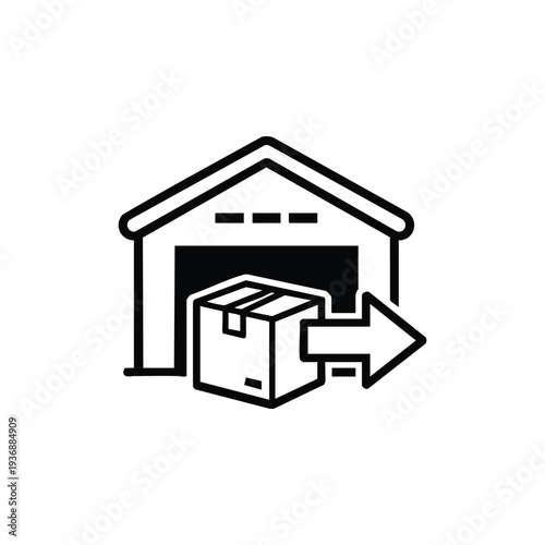 Warehouse shipping icon black and white vector logistics storage and delivery symbol
