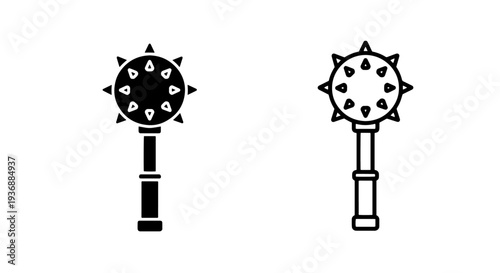 Upright Spiked Medieval Mace Weapon Icon for Combat and Power