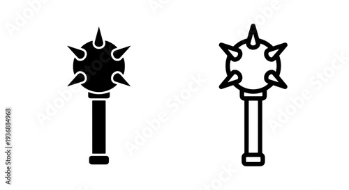 Simple Spiked Medieval Mace Icon for Historical Warfare Themes