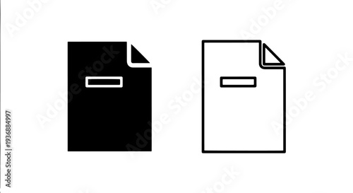Document Icon with Folded Corner and Minus Symbol for Deletion