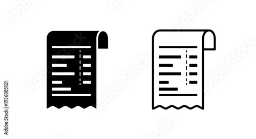 Detailed Receipt or Invoice Icon for Financial and Shopping Concepts