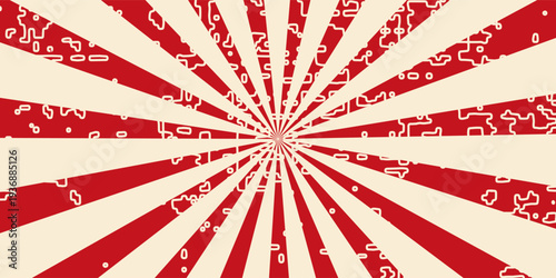 vintage japan red rising sun, sun ray vintage red rising sun background. vector illustration of a rising sun background with a grunge texture.eps.10.