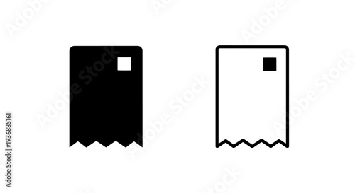 Simple Receipt or Bill Icon in Black Solid and Outline Styles