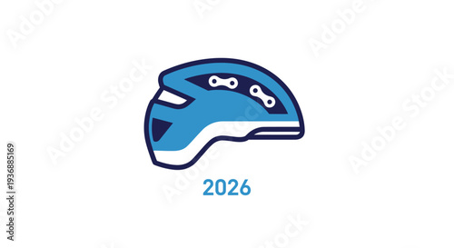 Cycling helmet illustration with the year 2026.