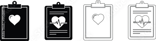 Battery icons with heart rate monitor designs in different shades