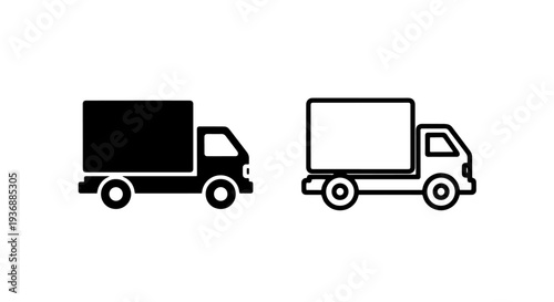 Delivery Truck Van Icon: E-commerce Shipping and Logistics Transport Vehicle
