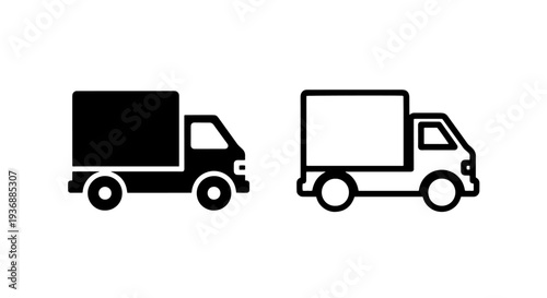 Commercial Delivery Van Icon: Freight Shipping and Express Transportation Service
